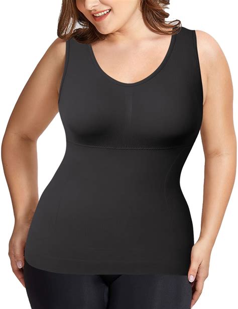 comfree women s cami shaper plus size with built in bra camisole tummy control tank top