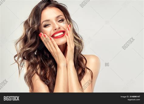 Woman Red Lips Nails Image And Photo Free Trial Bigstock
