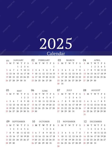 Premium Vector Simple 2025 Calendar Design