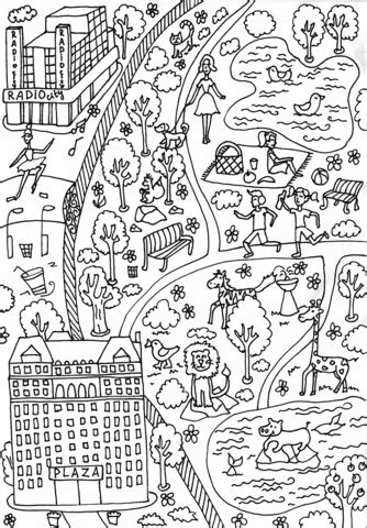 Introduce your child to biscayne national park with this fun coloring sheet. Central Park and Plaza Hotel coloring page | Free ...