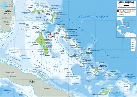 Large Size Physical Map Of Bahamas Worldometer