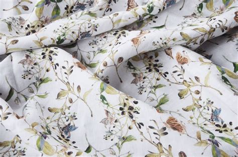 Linen Fabric Tiny Meadow Summer Meadow Flowers WHITE Etsy UK
