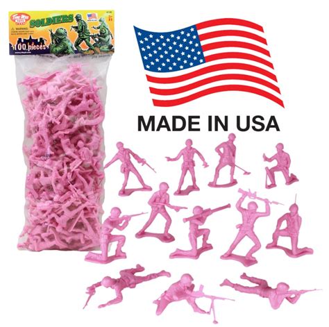 Timmee Plastic Army Men Pink 100pc Toy Soldier Figures Made In Usa