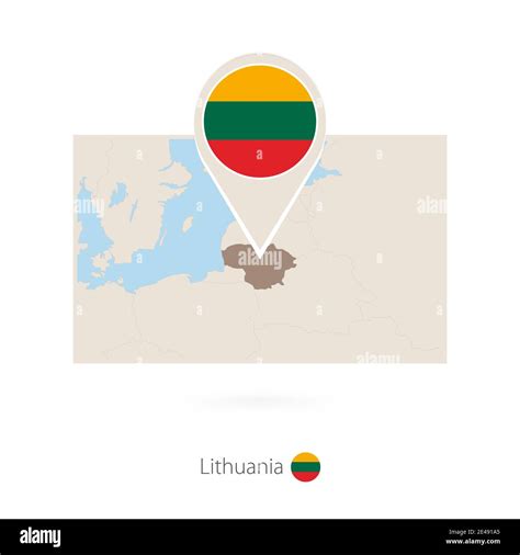 Rectangular Map Of Lithuania With Pin Icon Of Lithuania Stock Vector