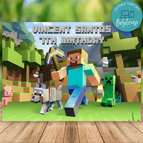 Printable Minecraft Backdrop Digital File Instant Download