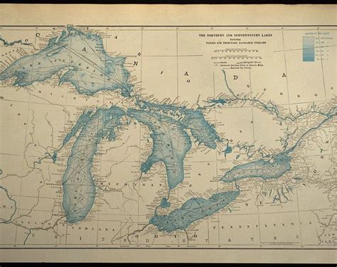 Great Lakes Map Nautical Map Nautical Chart Map Art Etsy Great