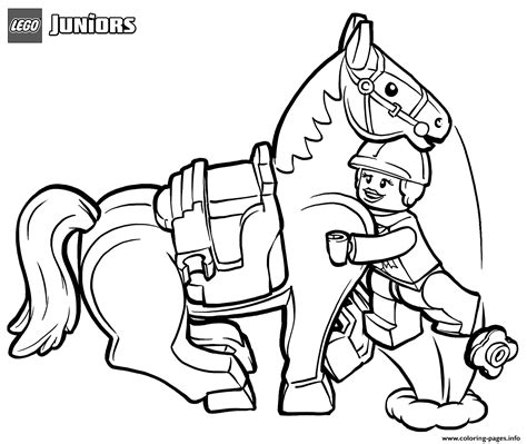 Lego Junior Horse Rider And Horse Coloring Page Printable