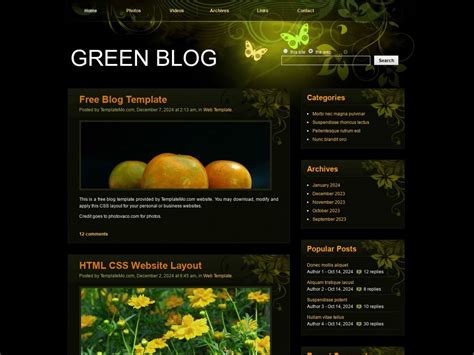 Plantillas Html Gratis Para Descargar Green Blog Plantillas Html Gratuitas