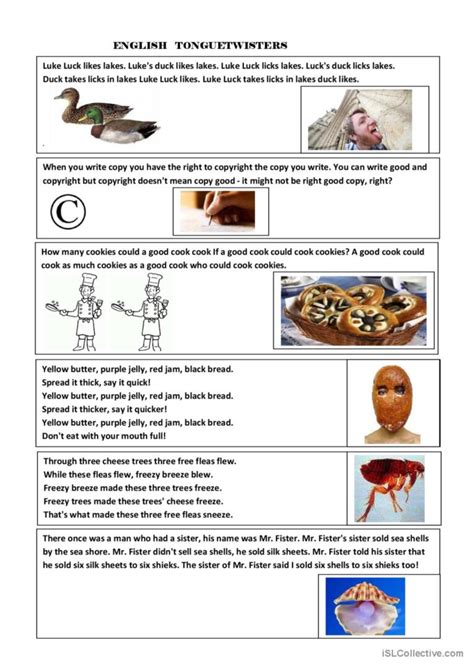 Fun With English Tongue Twister English Esl Worksheets Pdf And Doc