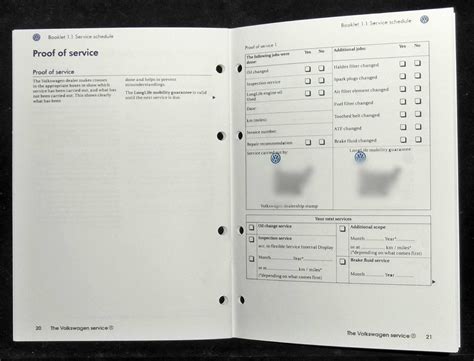 Volkswagen Service Book Blank With 5 Stamps Fsh Book Golf Jetta Bora