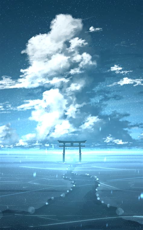 1200x1920 Cloudy Landscape Digital Anime Art 1200x1920 Resolution