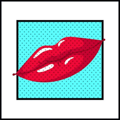 Lábios Femininos Estilo Pop Art Vetor Premium