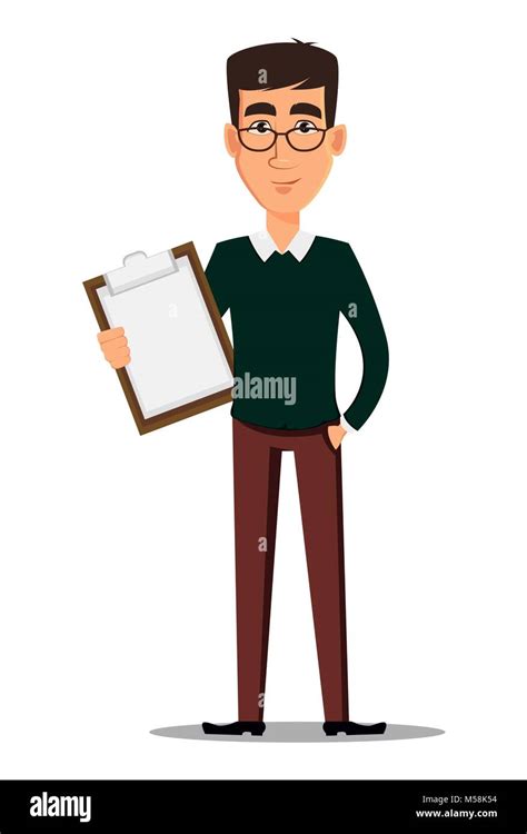 Business Man Cartoon Character Young Handsome Smiling Businessman In