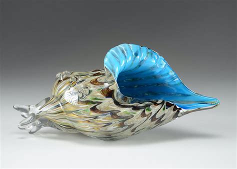 Handblown Murano Art Glass Conch Shell Ebth