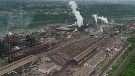 5k Aerial Video Of Us Steel Mon Valley Works Factory Braddock