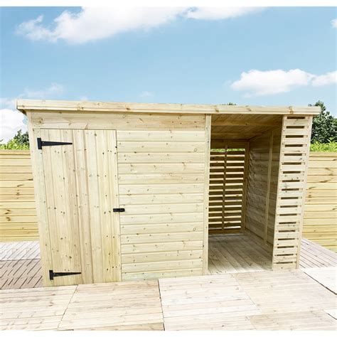 10 X 4 Pressure Treated Tongue And Groove Pent Shed With Storage Area