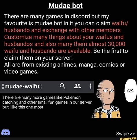 Mudae Bot There Are Many Games In Discord But My Favourite Is Mudae Bot In It You Can Claim