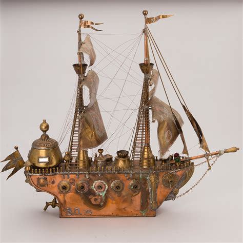 A Copper And Brass Ship Model Signed Bo 74 Bukowskis