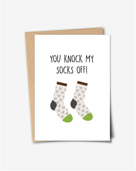 Printable Card You Knock My Socks Off Valentines Day Card Valentines Day Greeting Card