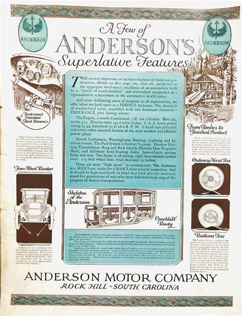 192224 Anderson Automobile Brochure Car Brochure Automobile Brochure