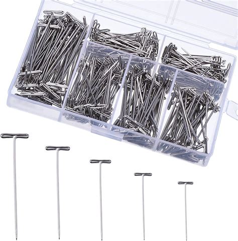 Outus 450 Pieces Steel T Pins Nickel Plated 1 Inch 1 14 Inch 1 12