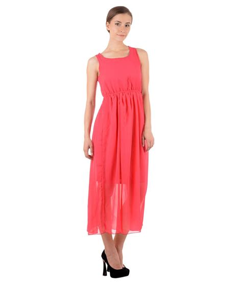 Raabtaa Pink Plain Monika Maxi Long Dress Buy Raabtaa Pink Plain