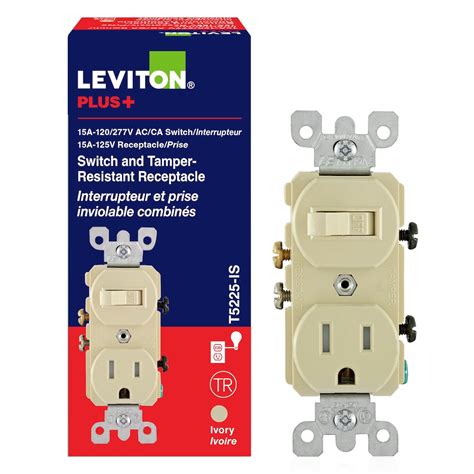 Leviton 15 Amp Combination Switch Receptacle Ivory The Home Depot