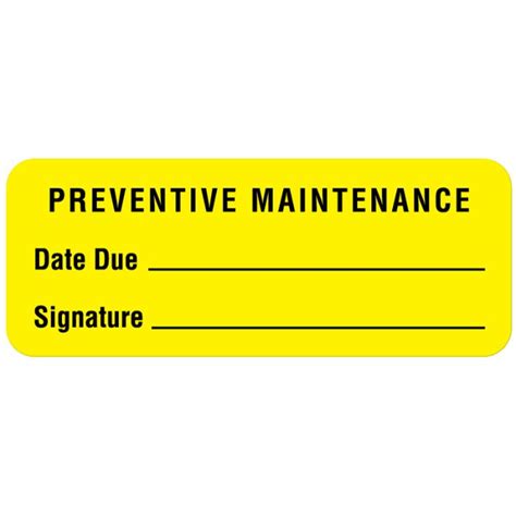 Preventive Maintenance Label 2 14 X 78 United Ad Label