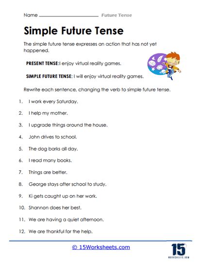 Future Tense Worksheets 15