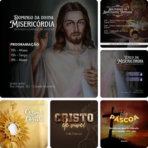Artes Para Igreja Católica Editáveis No Canva Pack Com 22 Posts