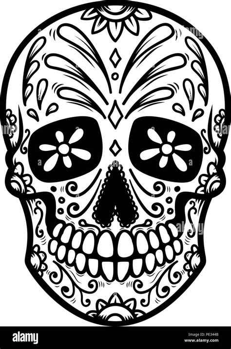 illustration of mexican sugar skull day of the dead dia de los muertos design element for