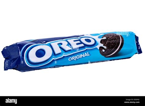 A Packet Of Oreo Original Cookie Biscuits On A White Background Stock