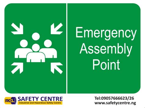 Emergency Assembly Point 12inchesx16inches Hard And Durable Plastic Rcl