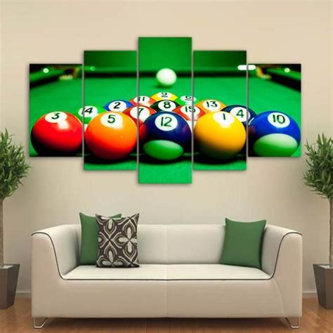 5% rewards with club o · free shipping over $45 Billiards Pool Table 5 Piece Canvas - Lovely Lifestyle1234 | Canvas art wall decor, Customized ...