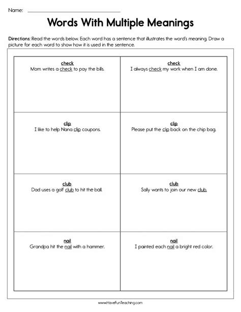 Words With Multiple Meanings Worksheet By Teach Simple