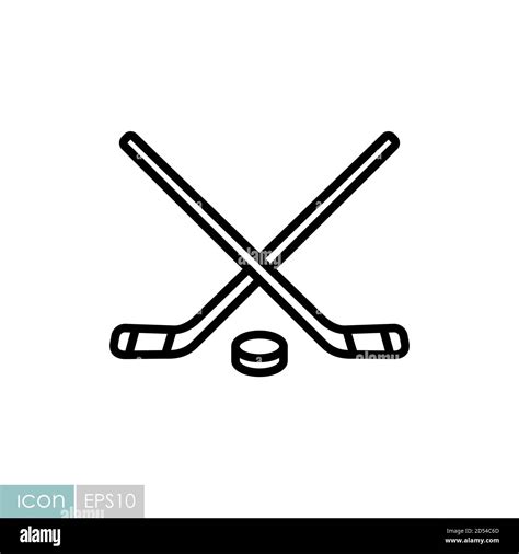 Ice Hockey Sticks And Puck Vector Icon Winter Sign Graph Symbol For