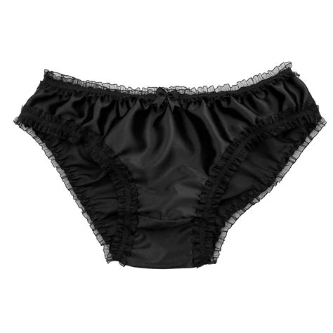 Black Satin Silky Lace Sissy Panties Bikini Briefs Knickers Underwear Size 10 20 Ebay