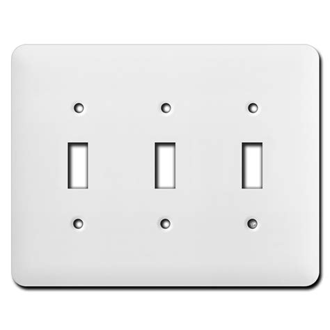 Long Three Gang Toggle Light Switch Plates White