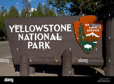Yellowstone National Park Entrance Sign West Yellowstone Montana Usa