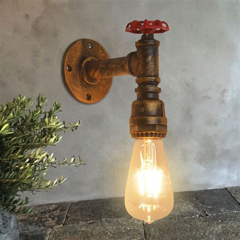 E27 Vintage Industrial Iron Water Pipe Wall Light Steampunk Sconce