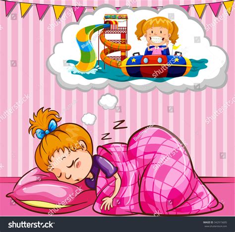 Girl Sleeping Dreaming Illustration Stock Vector Royalty Free