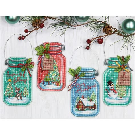 Looking for your next counted cross stitch project? Christmas Jar Ornaments Counted Cross Stitch Kit - Stitch ...