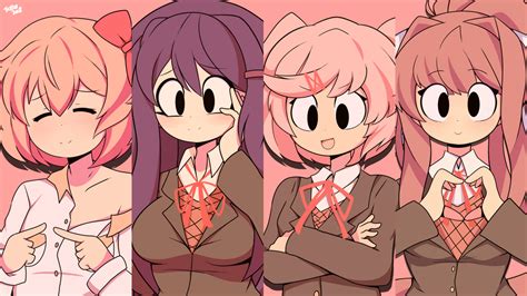 Here S A Wallpaper Version Of The Dokis Ddlc Doki Doki Anime Psychological Horror Happy Tree