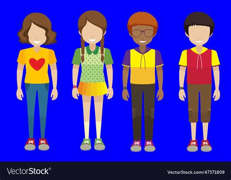 Cute Kids With No Faces Royalty Free Vector Image