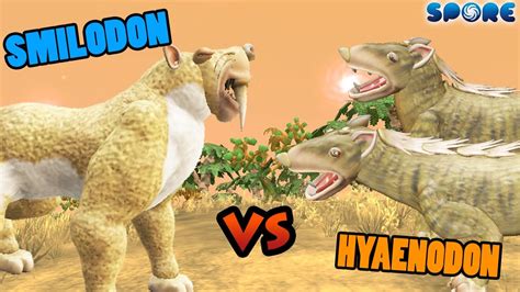 Smilodon Vs Hyaenodon Prehistoric Beast Battle S2e2 Spore Youtube