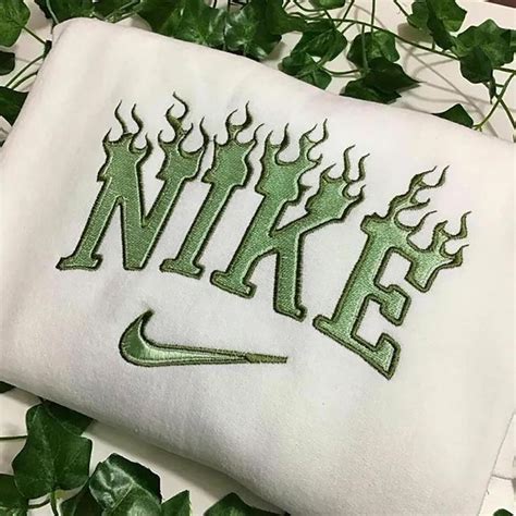 Embroidered Flame Nike Crewneck Nike Embroidered Logo Etsy In 2021