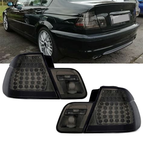 Set 2x Smoked Black Led Tail Rear Lights Fits Bmw E46 3 Series Sedan Y