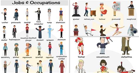 Jobs And Occupations Vocabulary List Of Jobs In English 7 E S L