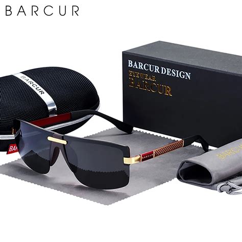 barcur brand designer glasses male driving sunglasses men polarized sun glasses accessories with