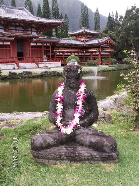 Historic Buddhist Temple In Oahu I Love That Someone Gave The Buddha A